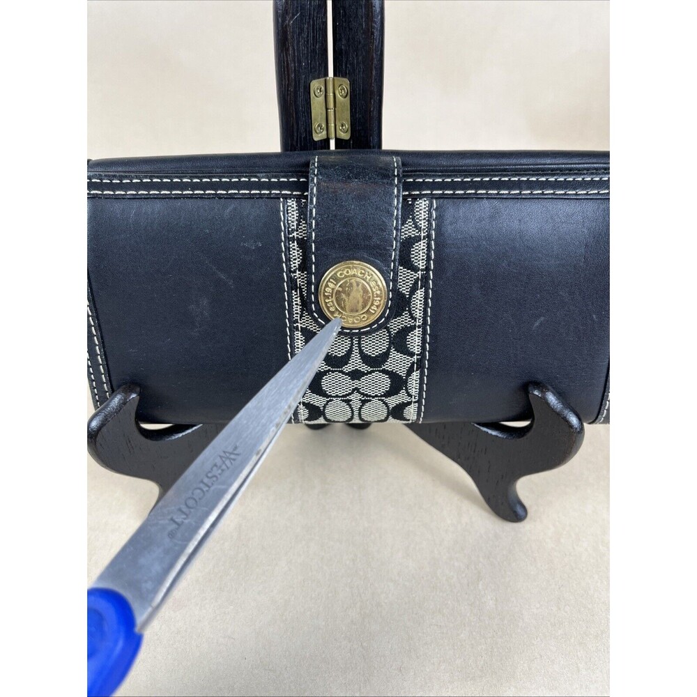 COACH Black Long Wallet Leather BRW Plain Signature - Picture 11 of 12